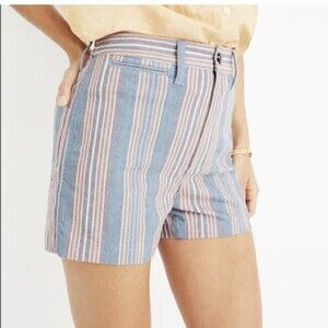 EUC Madewell Emmett Denim Shorts Rainbow Stripe/Size 26 Women High rise 3” Rise